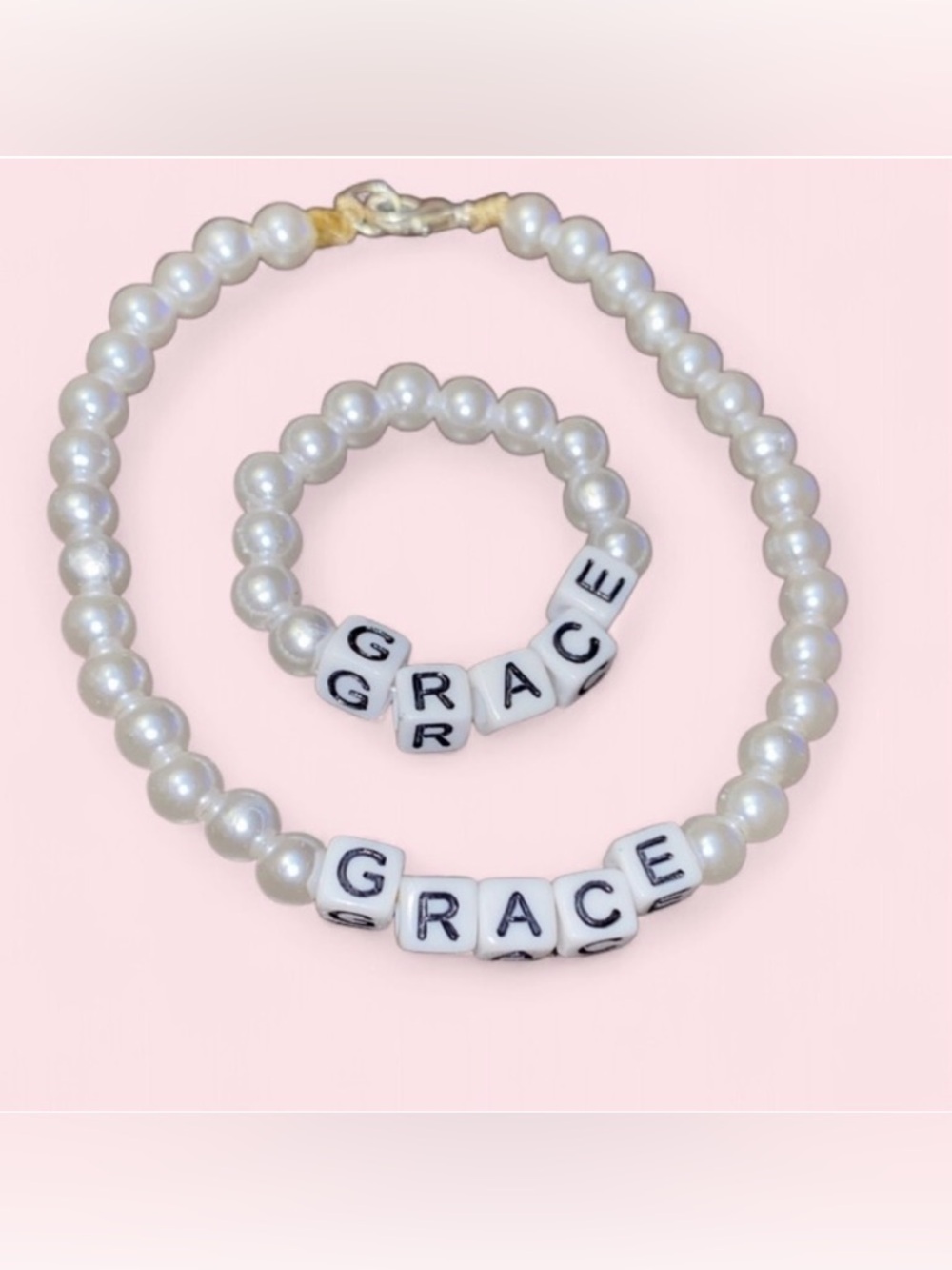 Pearls Necklace and Bracelet for 18''Doll With personalized Name